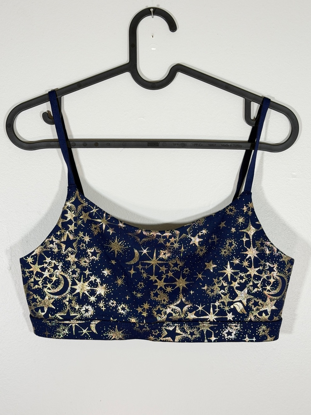 Fabletics Celestial Gold Star Moon Print Sports Bra M
